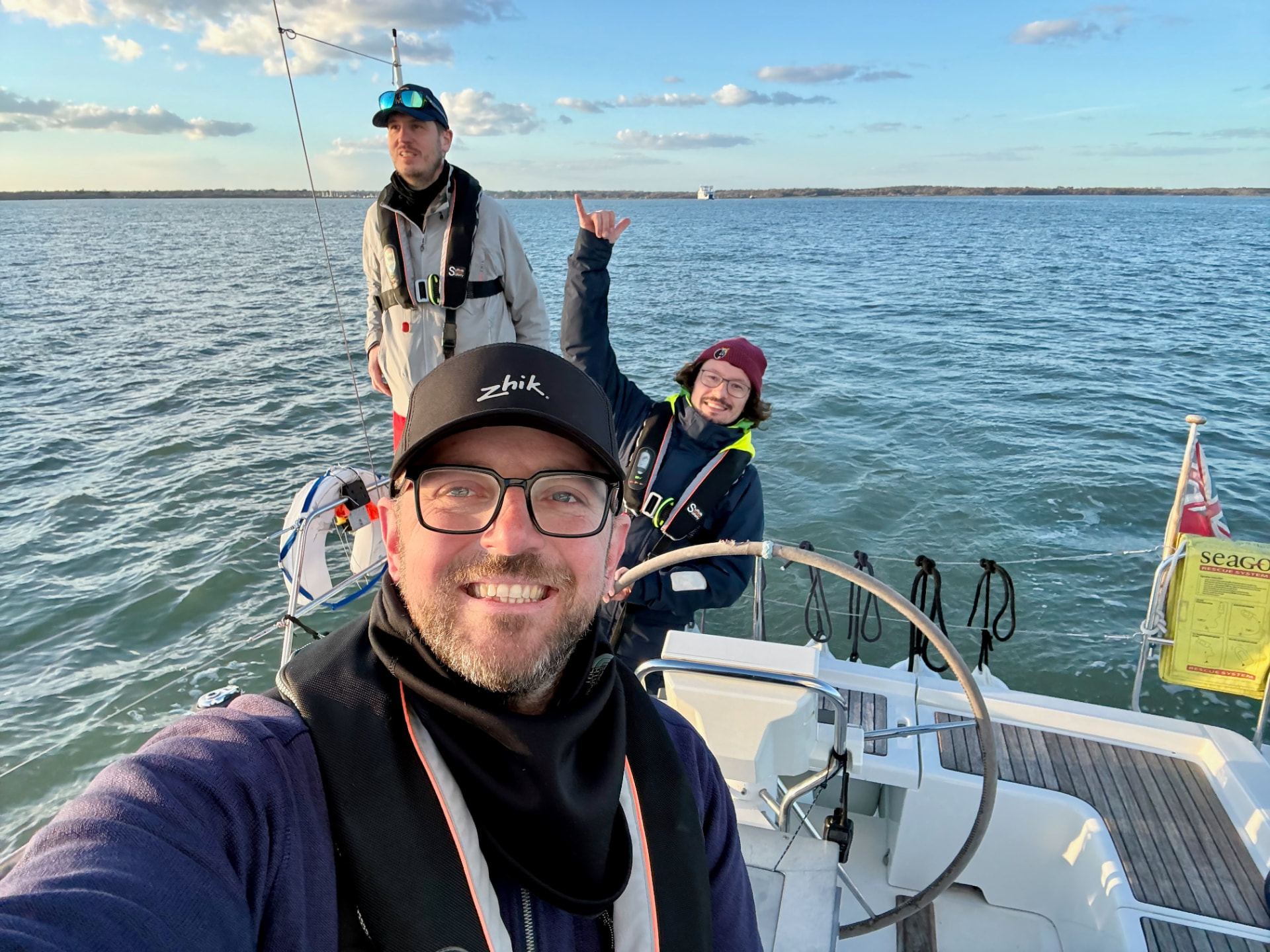 Mark Howes (foreground) sailing with crew